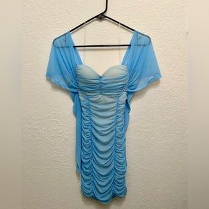 Fashion Nova blue Ella After Party Ruched mini dress.